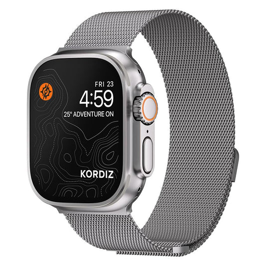 Pulseira de Malha Milanesa KORDIZ para Apple Watch Ultra 2 Titânio | Fecho Magnético de Laço de Malha Pulseira iWatch para Apple Watch Ultra 2 & Ultra 1 Titânio 49mm (L | 7.25" - 8.25")